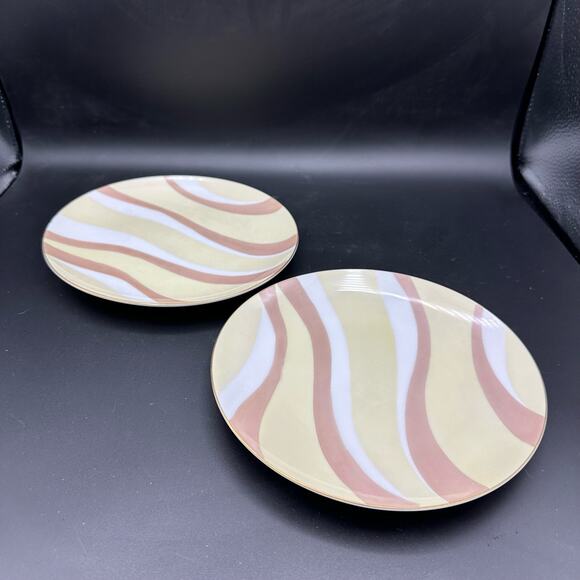 Vintage Pink and Yellow Swirl Salad Plates by Mascot (Japan) Pattern NA-960 - Picture 4 of 8